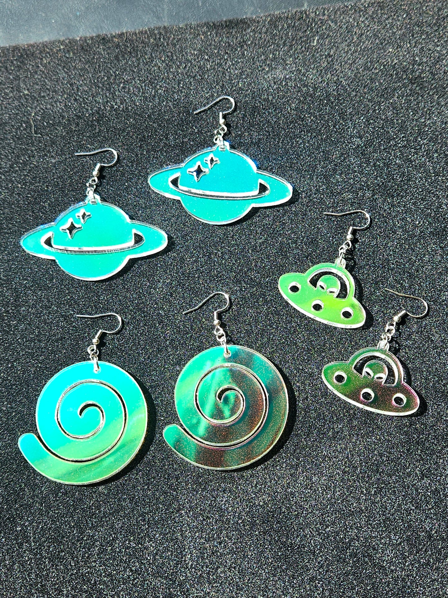 Spiral Earrings - Acrylic Laser Cut Iridescent Earrings