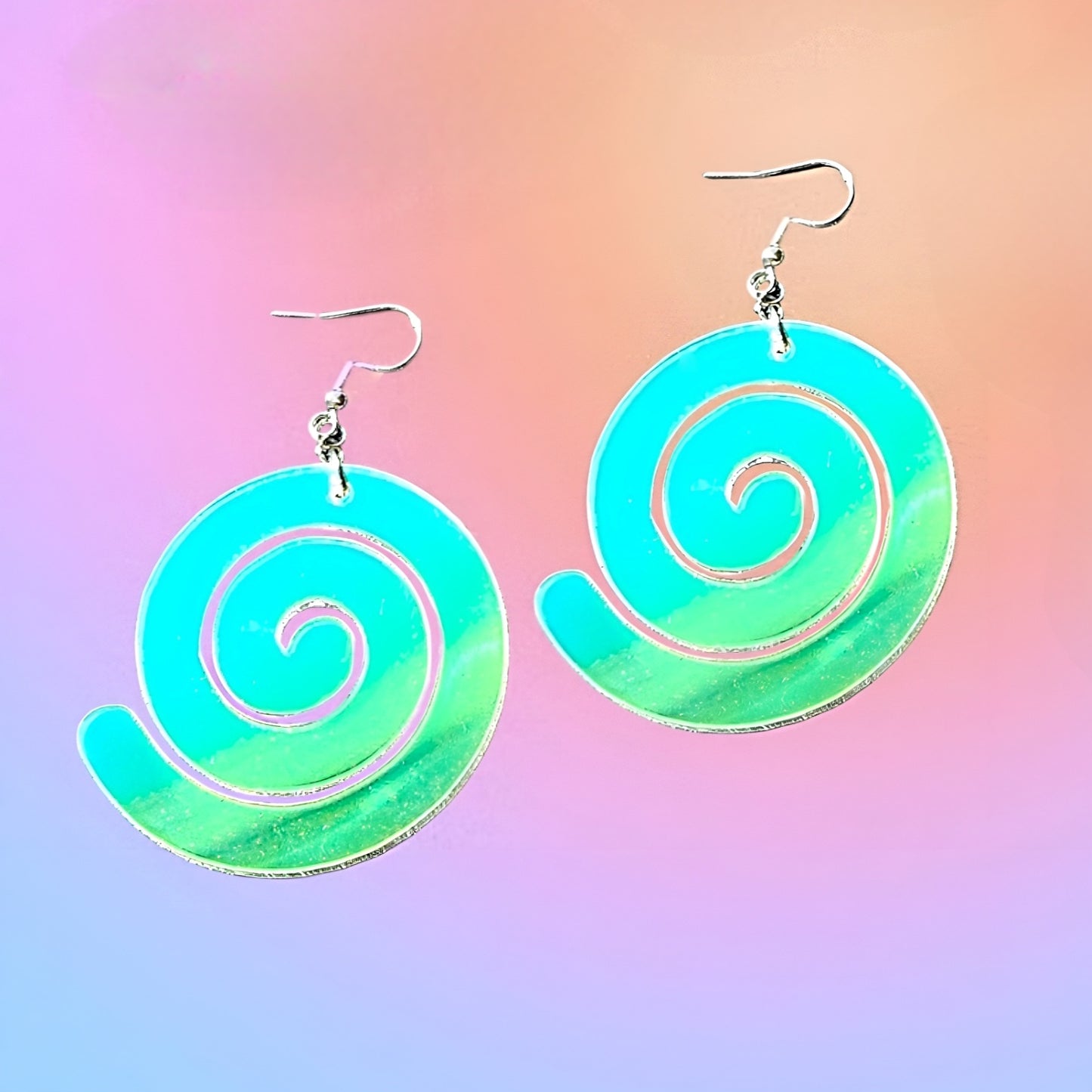 Spiral Earrings - Acrylic Laser Cut Iridescent Earrings