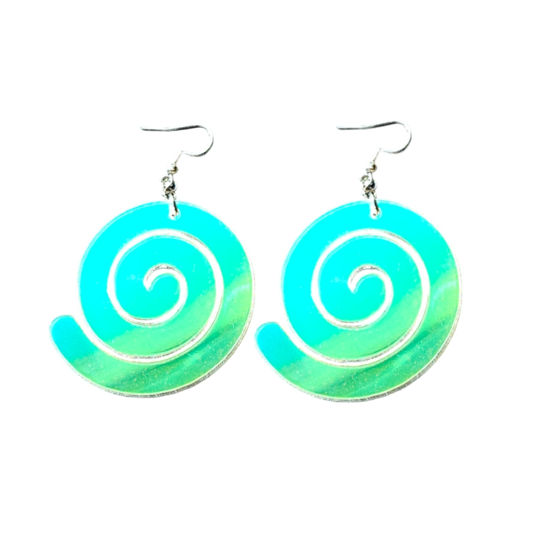 Spiral Earrings - Acrylic Laser Cut Iridescent Earrings