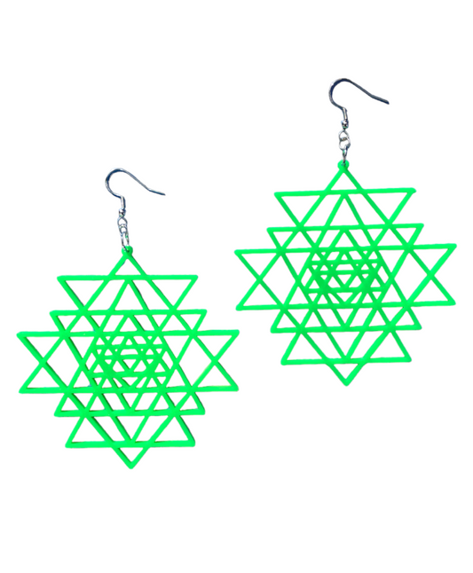 Sri Yantra Earrings Large Pair 3D Printed Multiple Color Options Festival Fashion Spiritual Wear