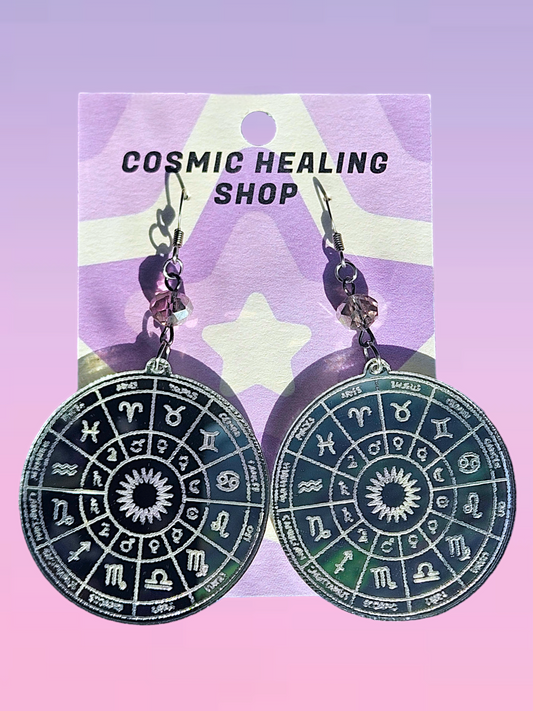 Astrology Wheel Earrings - Acrylic Earrings Multiple Colors