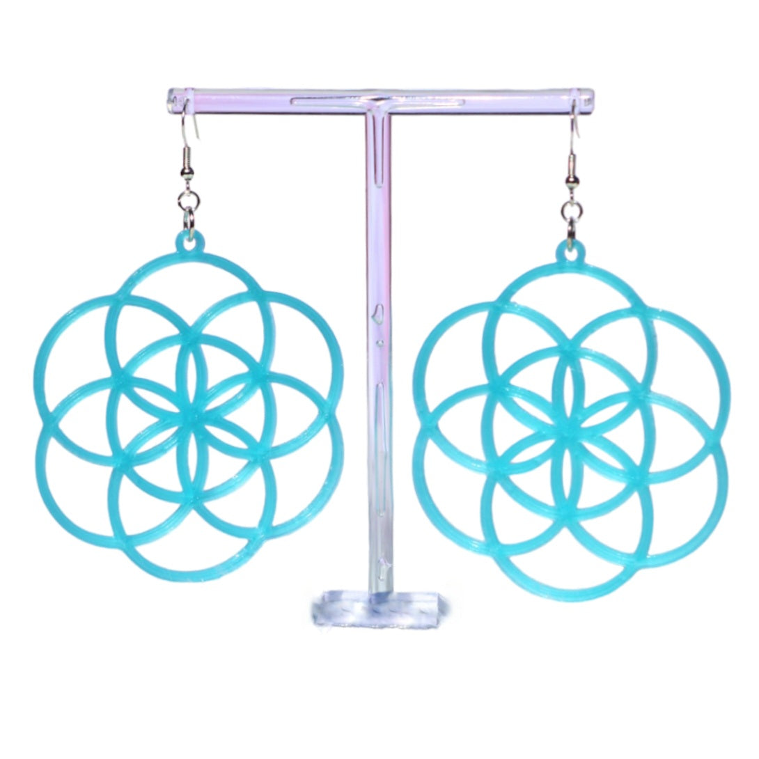 Large Seed of Life Earrings 3D Printed Choose Your Color & Hardware