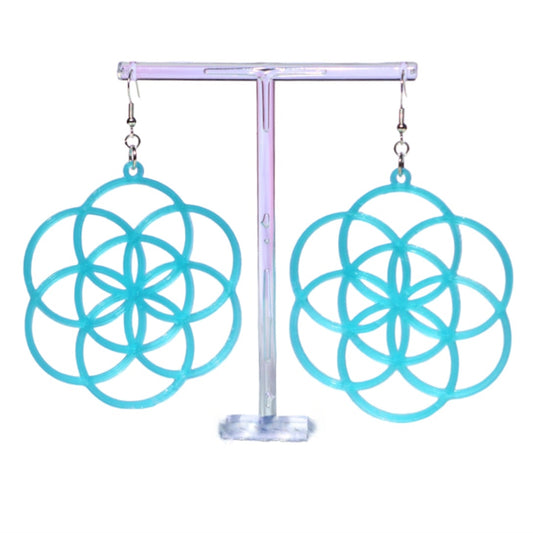 Large Seed of Life Earrings 3D Printed Choose Your Color & Hardware