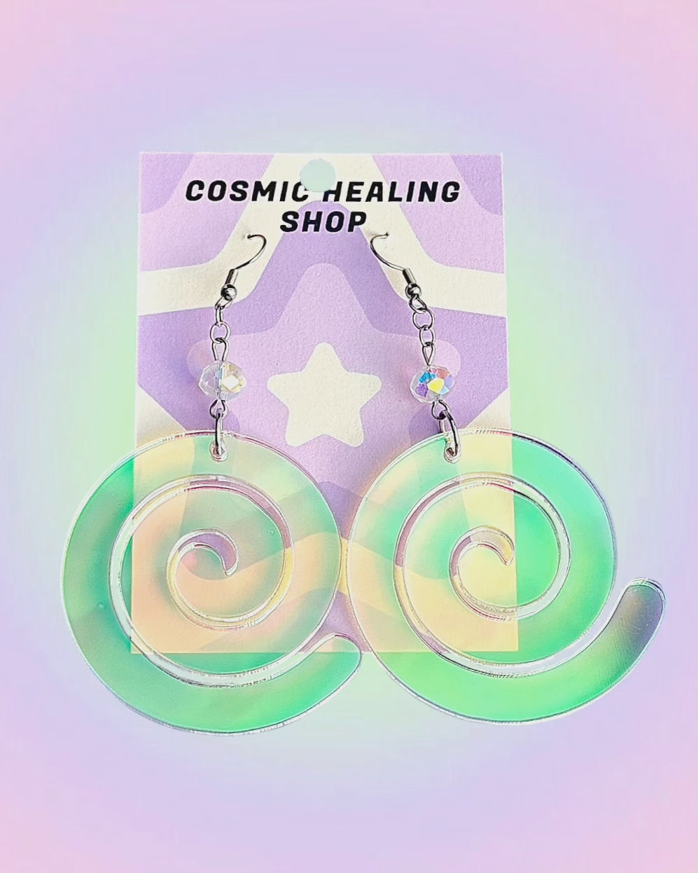 Spiral Earrings - Acrylic Laser Cut Iridescent Earrings