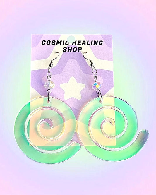 Spiral Earrings - Acrylic Laser Cut Iridescent Earrings