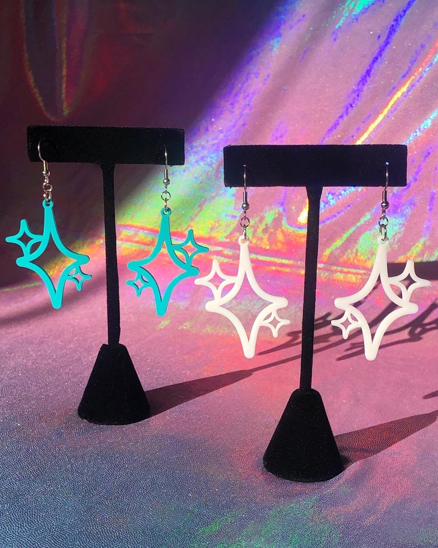 Small Sparkle Earring 3D Printed Plant Based PLA Plastic Made to Order Choose Your Color & Hardware
