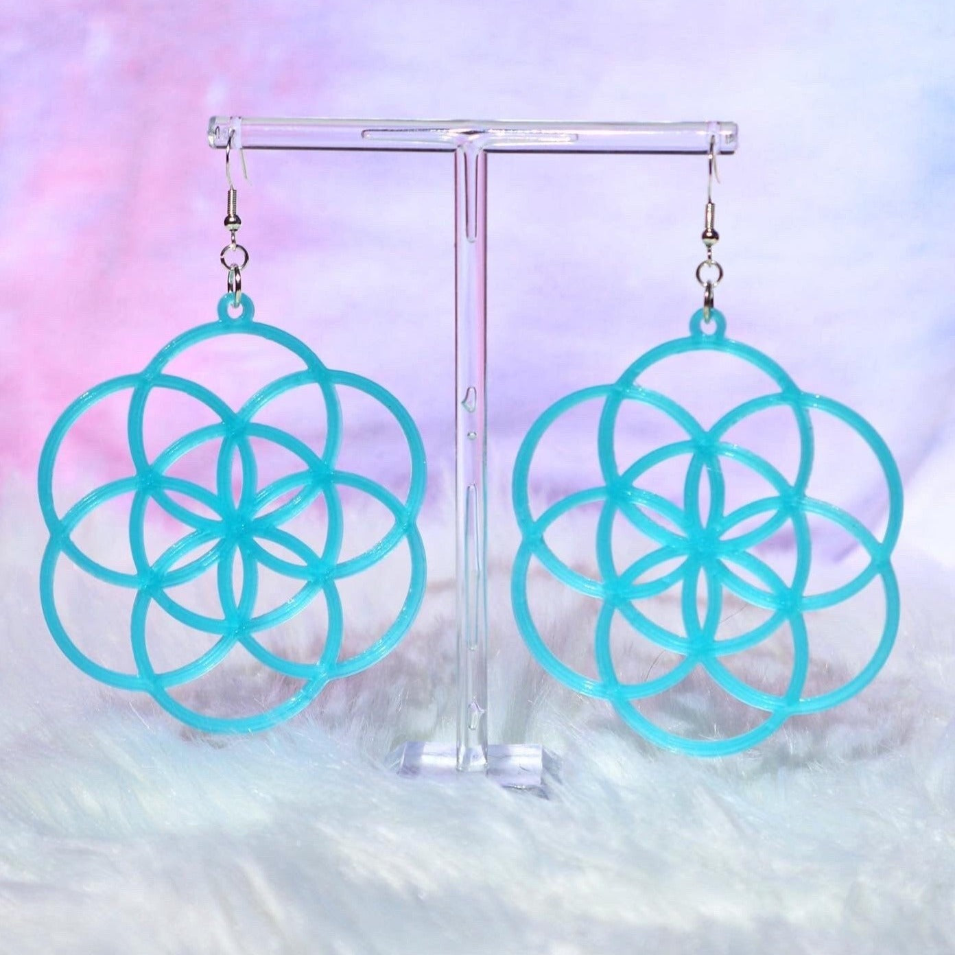 Large Seed of Life Earrings 3D Printed Choose Your Color & Hardware
