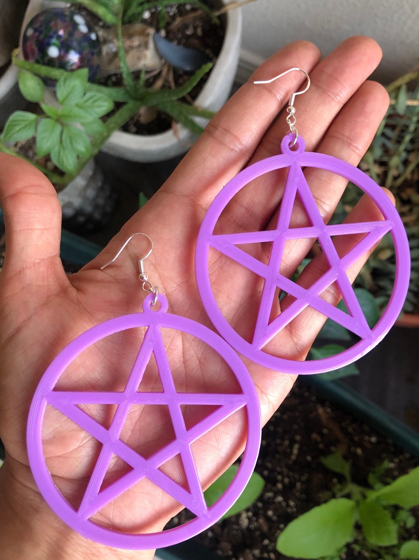 Large Pentagram Earrings 3D Printed Choose Your Color and Hardware