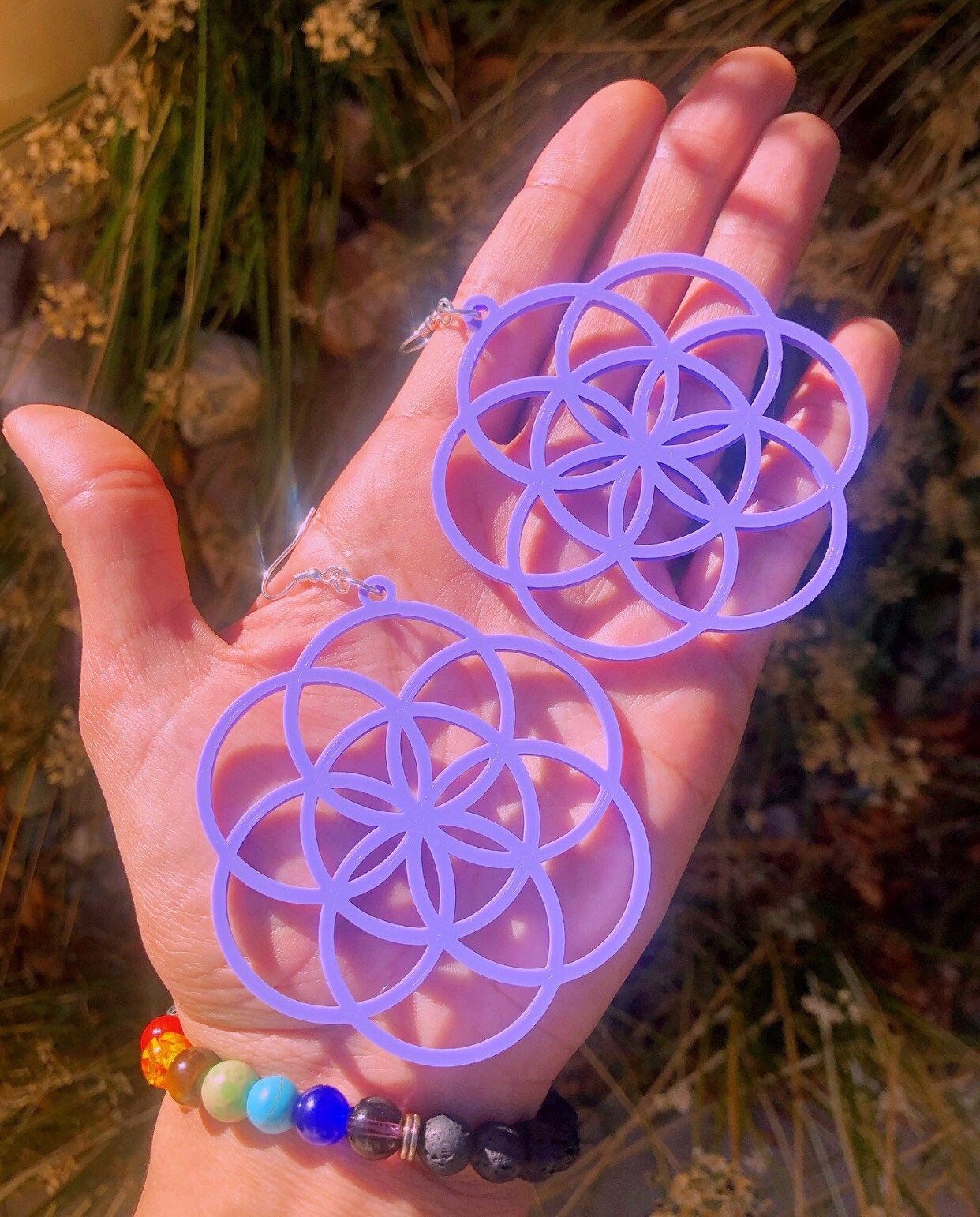 Large Seed of Life Earrings 3D Printed Choose Your Color & Hardware
