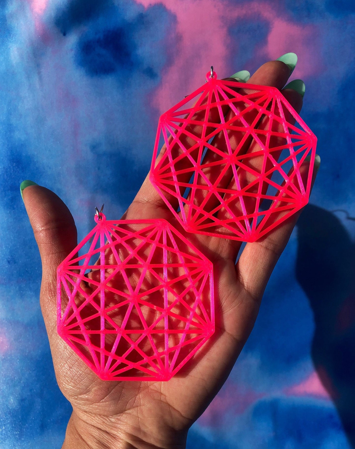 Sacred Web Earrings Large 3D Printed Made to Order, Select Your Color & Hardware! Festival Fashion Spiritual Wear