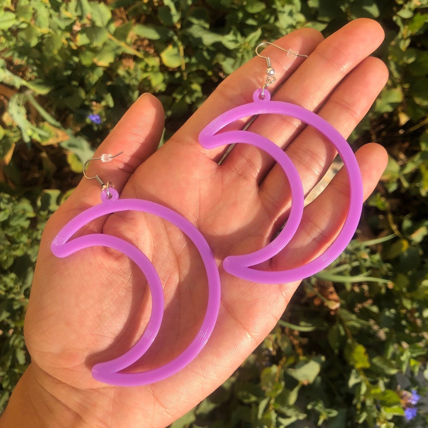 Crescent Moon Large Earrings 3D Printed Choose Your Color