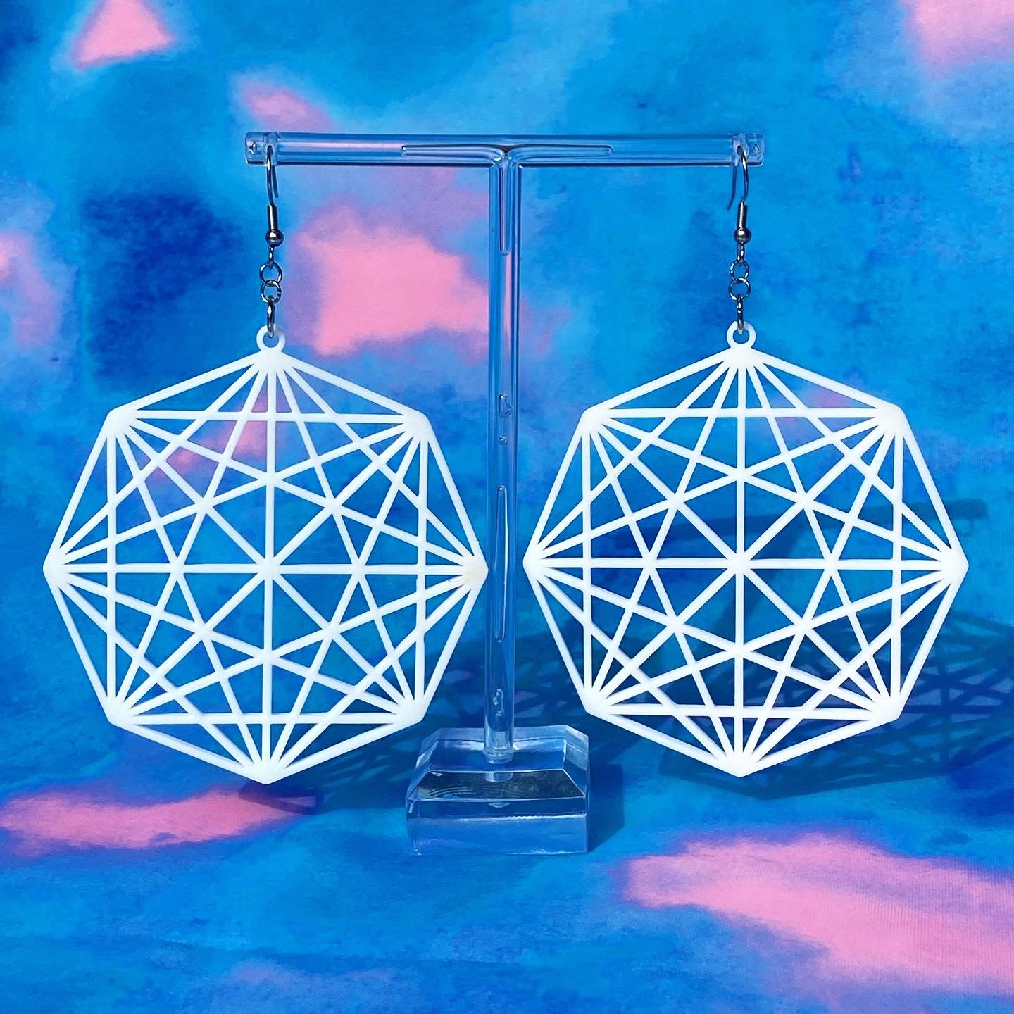 Sacred Web Earrings Large 3D Printed Made to Order, Select Your Color & Hardware! Festival Fashion Spiritual Wear