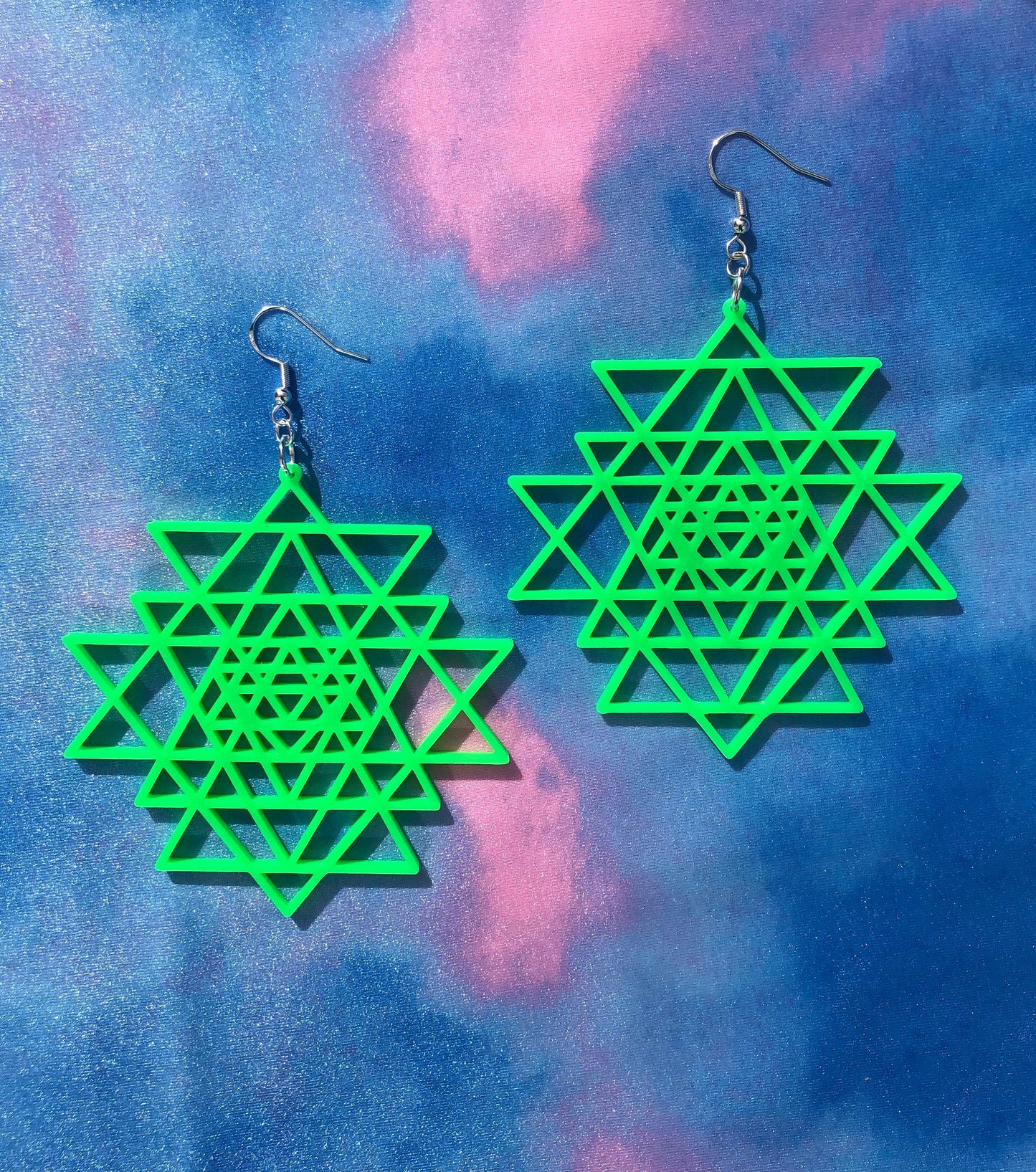 Sri Yantra Earrings Large Pair 3D Printed Multiple Color Options Festival Fashion Spiritual Wear