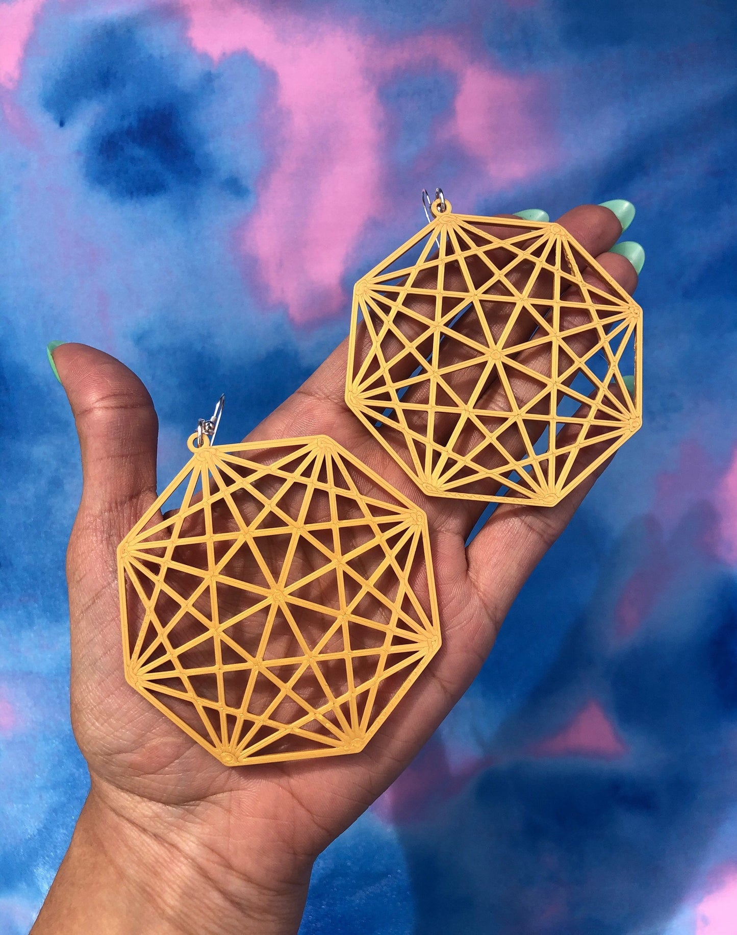 Sacred Web Earrings Large 3D Printed Made to Order, Select Your Color & Hardware! Festival Fashion Spiritual Wear