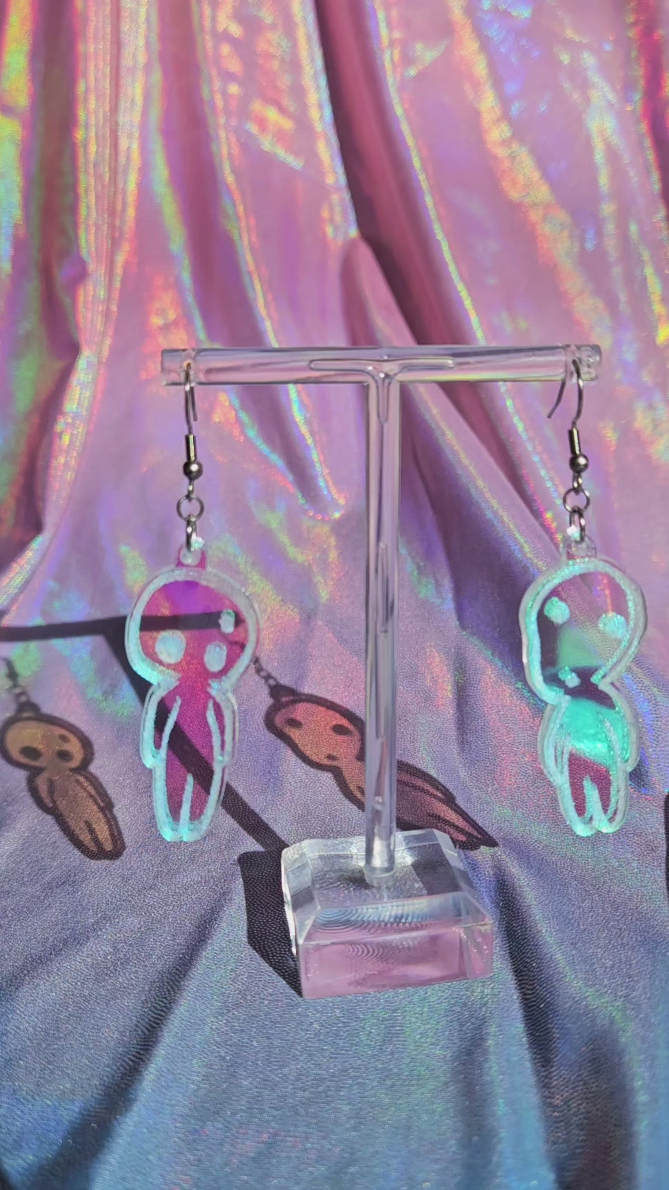 Kodama Small Earrings - Acrylic Laser Cut Iridescent Earrings