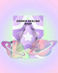 Saturn Earrings Medium Size - Acrylic Laser Cut Iridescent Earrings