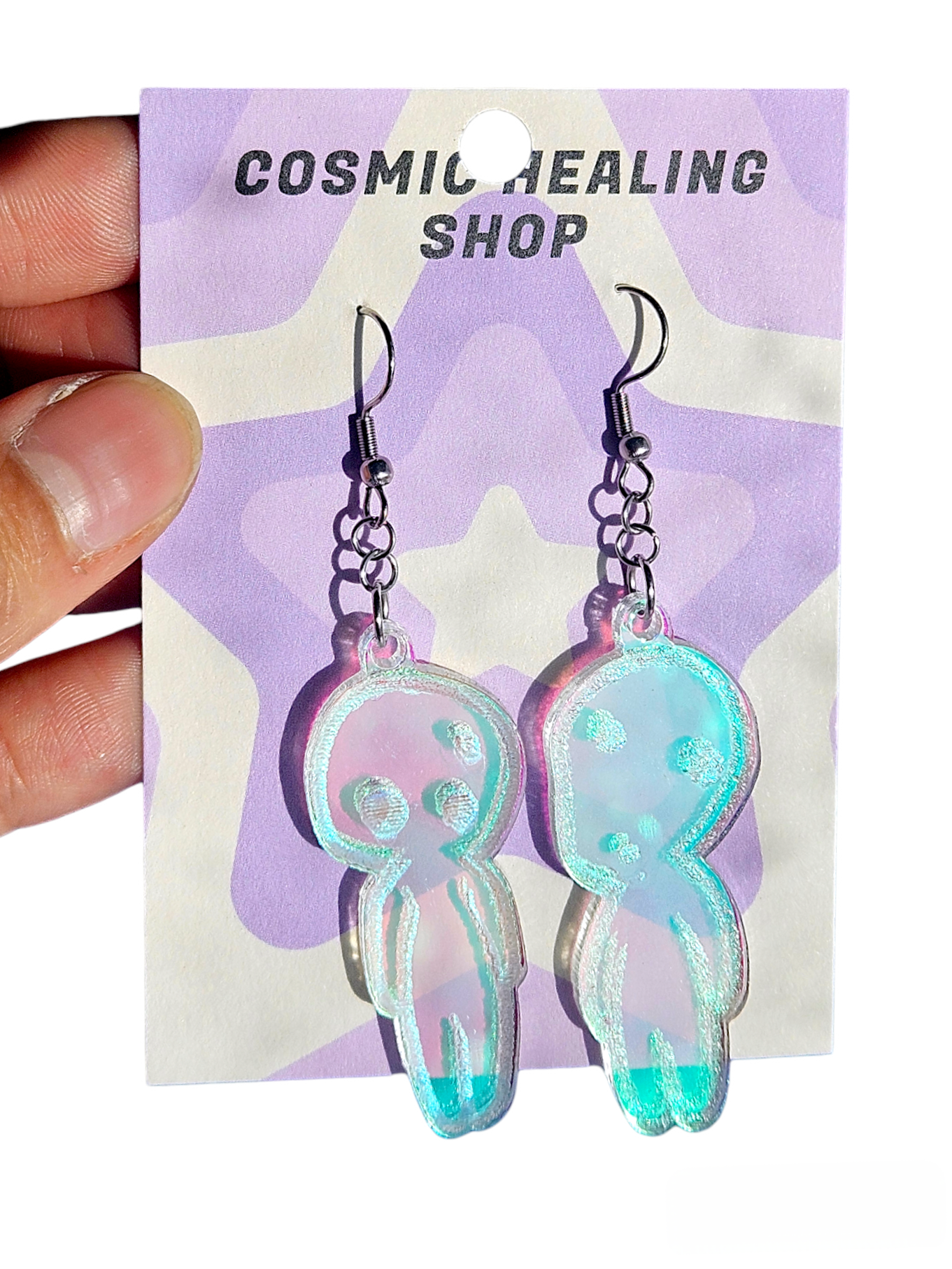 Kodama Small Earrings - Acrylic Laser Cut Iridescent Earrings