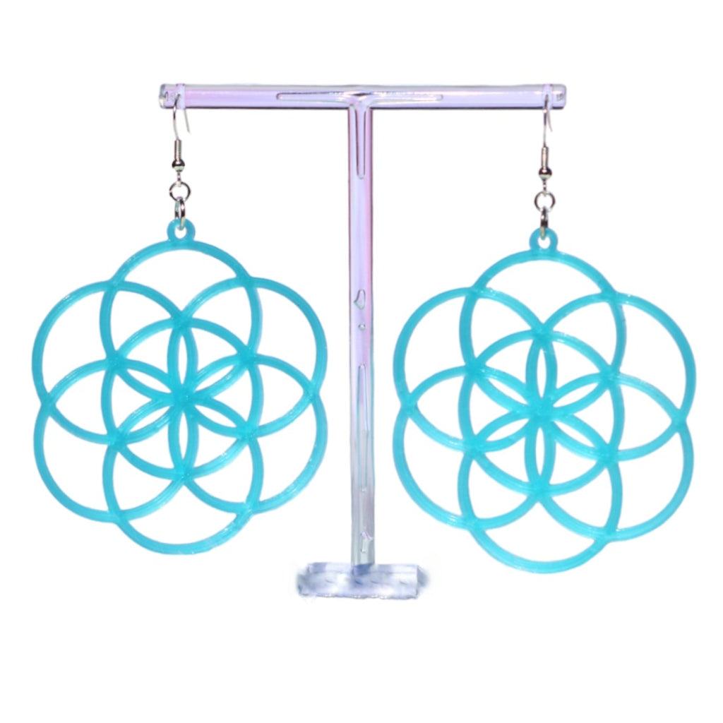 Large Seed of Life Earrings 3D Printed Choose Your Color & Hardware