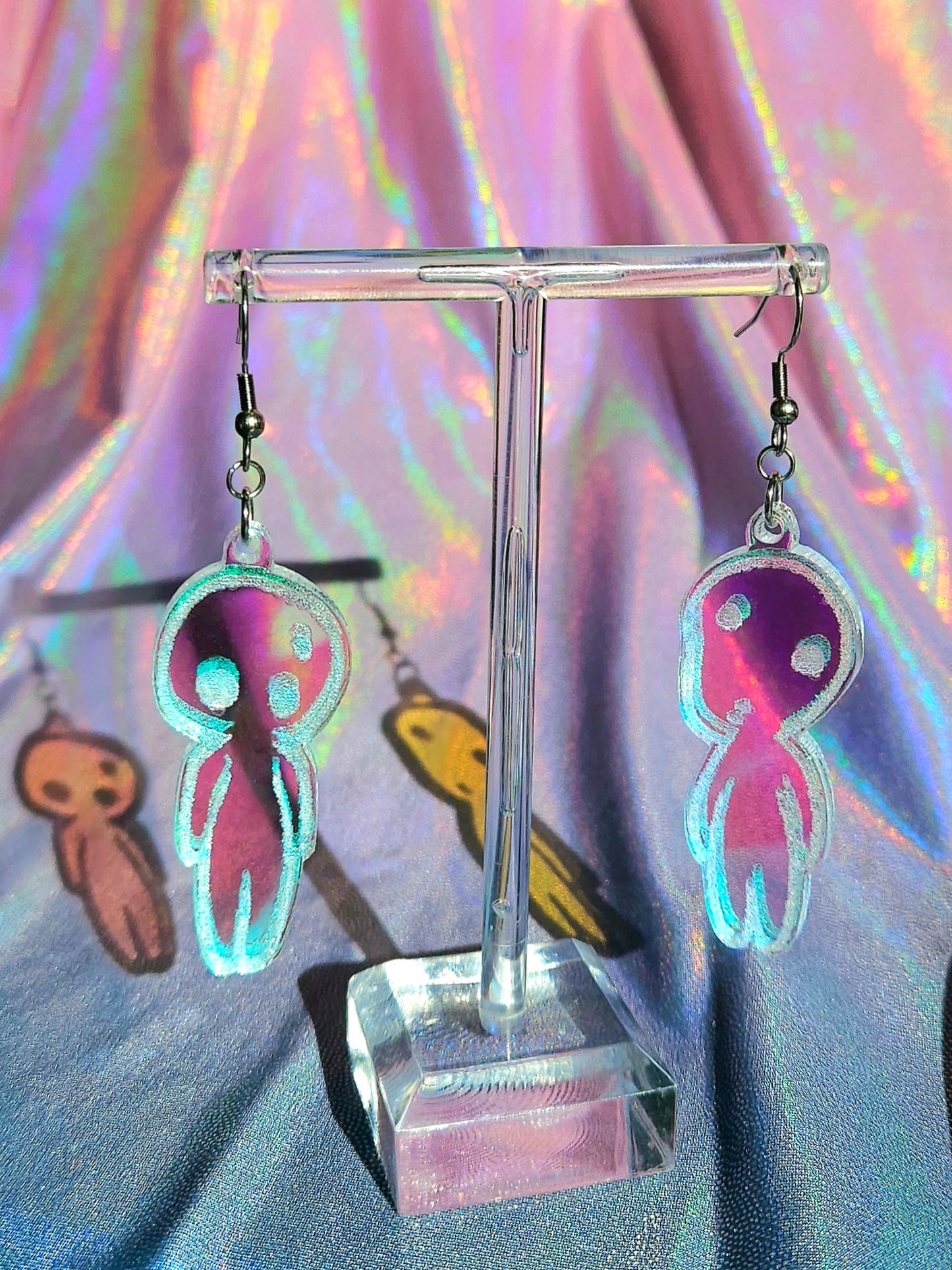 Kodama Small Earrings - Acrylic Laser Cut Iridescent Earrings