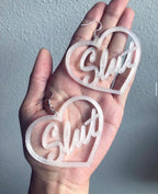 Slut 3D Printed Heart Nameplate Earrings Plant-Based Plastic PLA Festival Fashion nsfw Sex Positivity