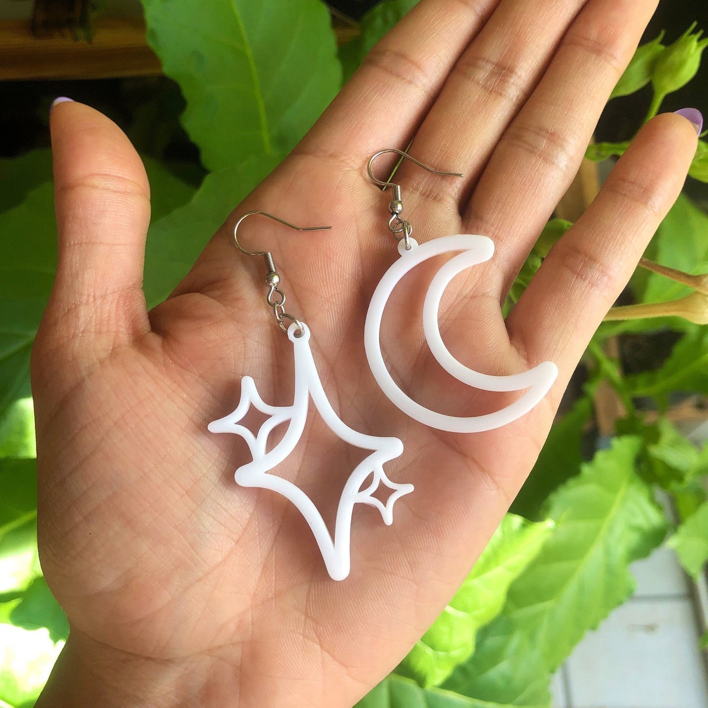 Mismatched Small Moon Shine Earring Set 3D Printed Plant Based Plastic Choose Your Color and Hardware