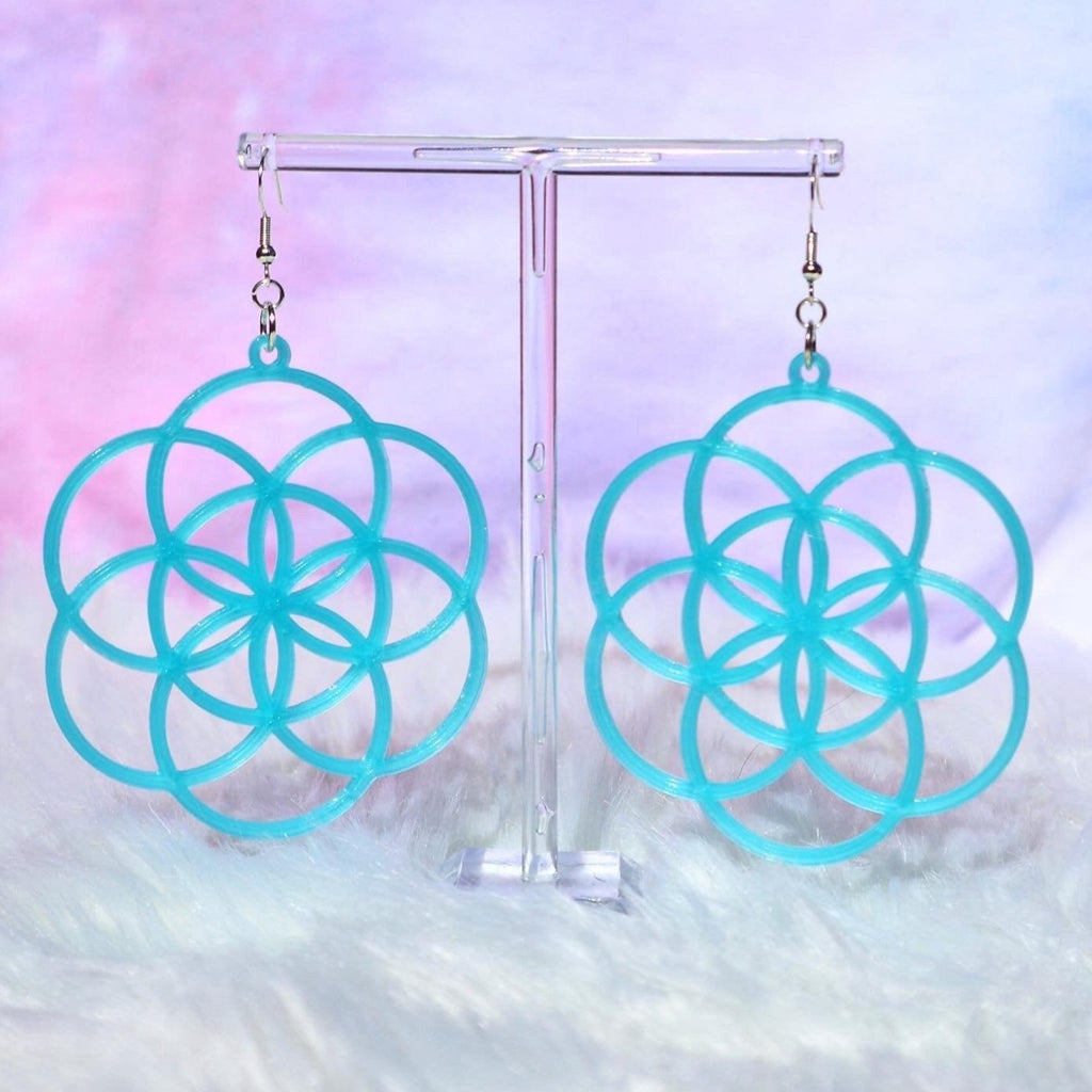 Large Seed of Life Earrings 3D Printed Choose Your Color & Hardware