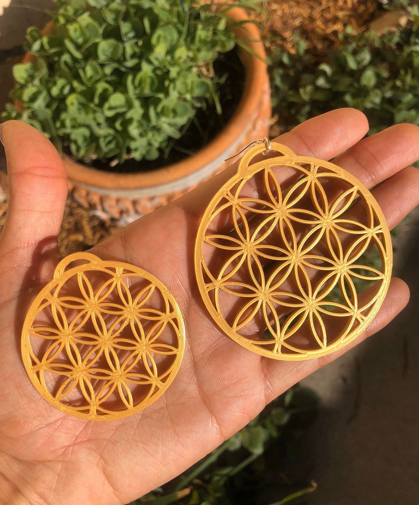 Large Flower of Life Earrings 3D Printed Choose Your Color