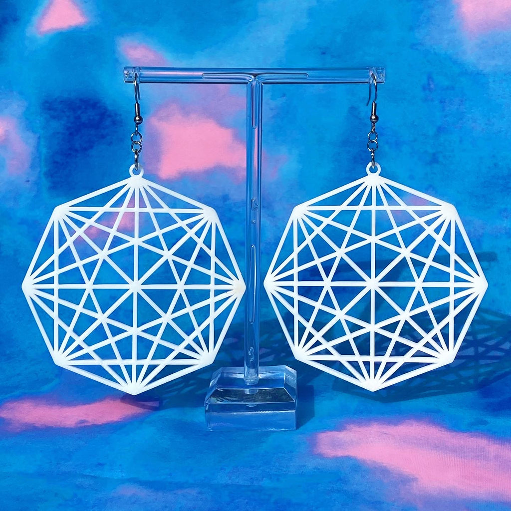 Sacred Web Earrings Large 3D Printed Made to Order, Select Your Color & Hardware! Festival Fashion Spiritual Wear
