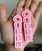 Queer Earrings 3D Printed Plant-Based PLA Plastic Made to Order Different Color Options Available