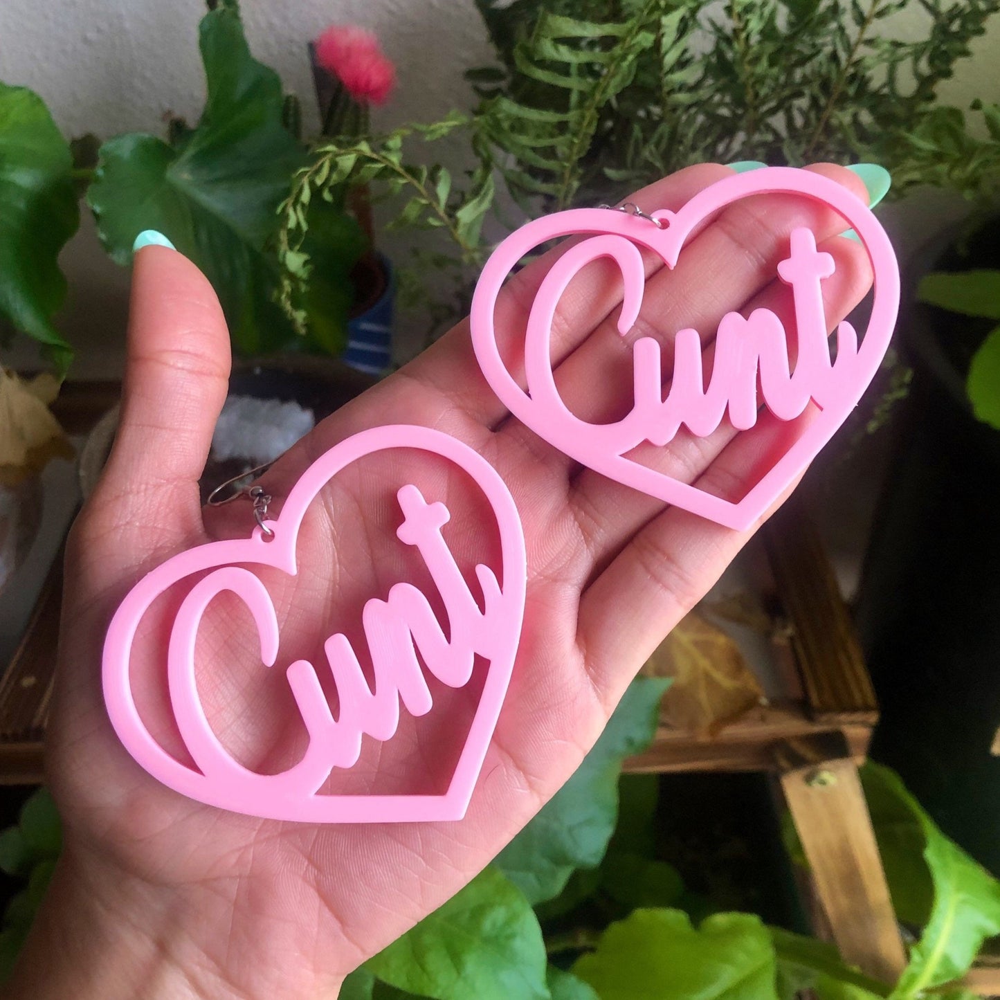 Cunt Heart XLarge Earrings 3D Printed Choose Your Color and Hardware